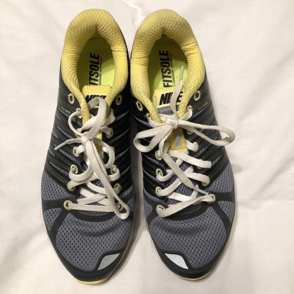 Womens 7.5 Nike Lunarelite +Black Grey Yellow 2012 DS Sneakers Shoes